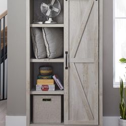 Better Homes & Gardens Modern Farmhouse Bookcase Storage Cabinet, Rustic White Finish