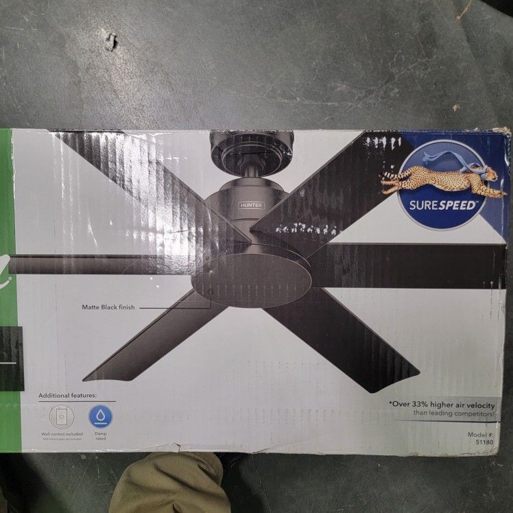 Hunter Fan Company 51180 Kennicott Ceiling Fan, 52, Matte Black