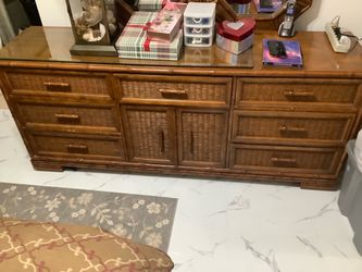 Dresser with mirrors and two nightstands