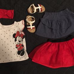 Minnie Mouse Skirt Set with Sandals