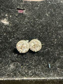 GRA Moissanite Round Halo Stud Earrings