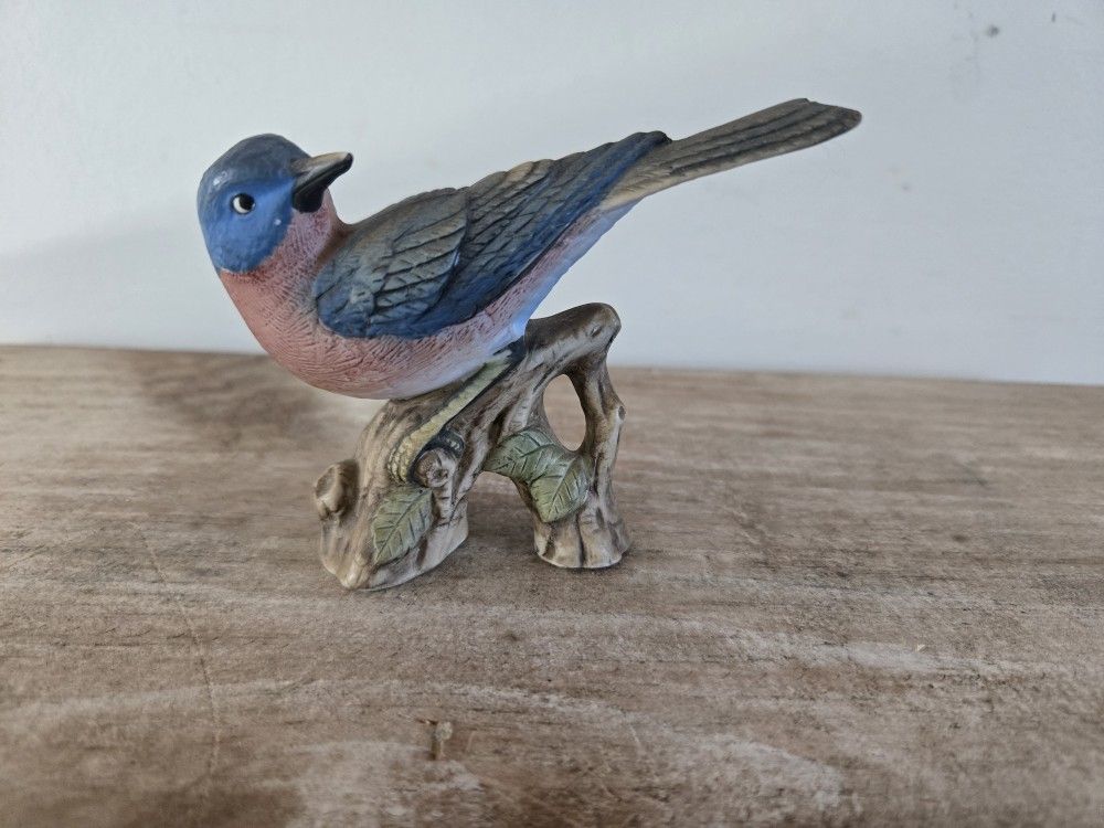 Vintage Lefton KW1251 Bluebird on Branch Figurine