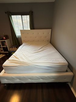 Queen Bed Frame + Mattress & Mattress Topper