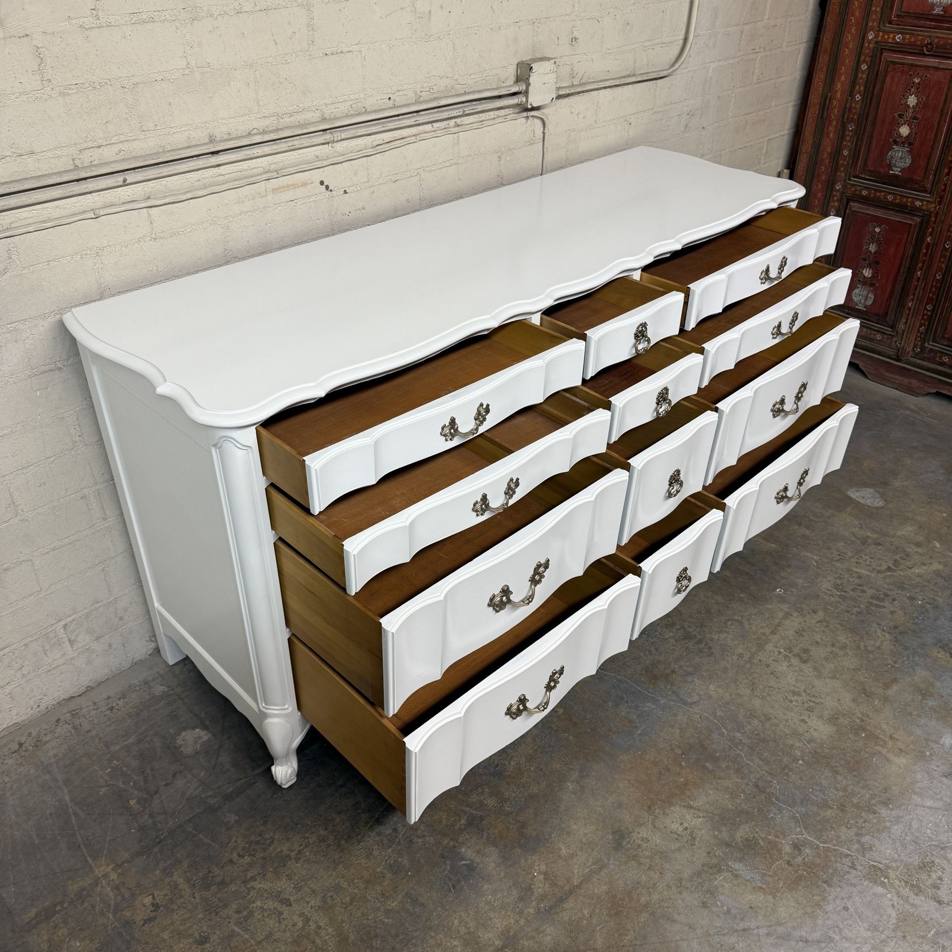vintage dresser white Distressed lined top drawer for delicate items Wlive 6 Drawer Dresser Retro