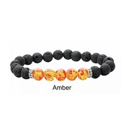 Men's Lava Stone Stone 8mm Beads Elastic Bracelet Bangle Chakra Size Large 19cm 7.5"