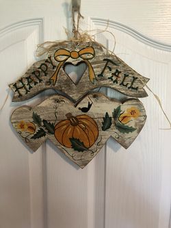 Vintage Fall / Harvest “Happy Fall” Wooden Sign