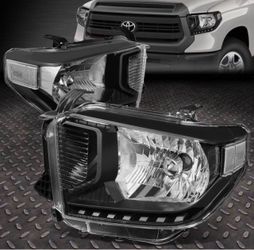 2014 - 2021 Toyota Tundra Black Housing Clear Corners Headlight Replacement Headlamps