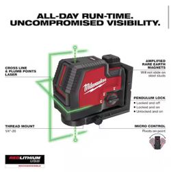 Milwaukee Green 100 ft. Cross Line and Plumb Points Rechargeable Laser Level with REDLITHIUM Lithium-lon USB Battery and Charger