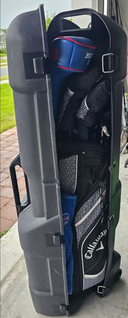 Golf Guard Hard Shell Rolling Golf Club Travel Case 3 Latch Lockable