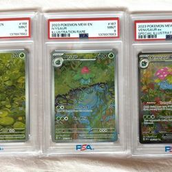 SEQUENTIAL PSA GEM MINT 10 Venusaur EX SIR, PSA MINT 9 Ivysaur, PSA Mint 9 Bulbasaur