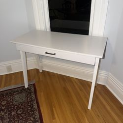 white wood desk