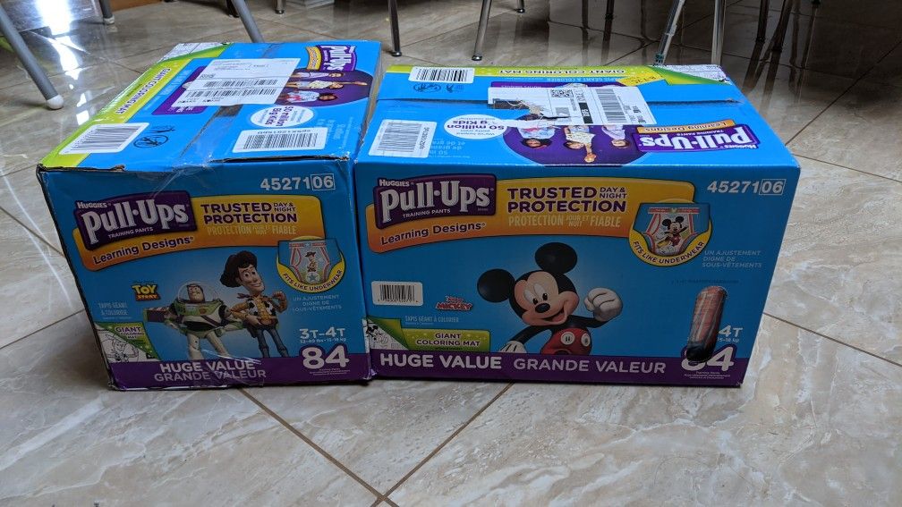 2 brand new 3T-4T pull-ups Diapers, 84ct each