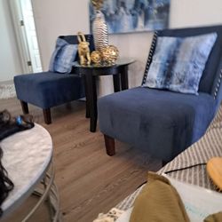 Glass Dark Wooden  Glass Table, And a Pair Of Chairs