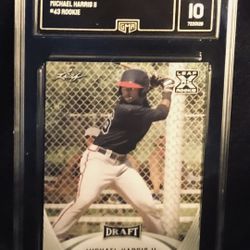 MICHAEL HARRIS II 2021 LEAF DRAFT GMA 10 ROOKIE CARD RC BRAVES POP
