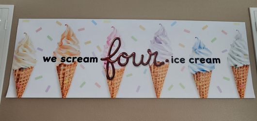 Fourth birthday ice cream banner
