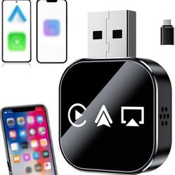 Wireless Carplay Mirror Link Adapte, 2026 Upgrade 3 in 1 Bluetooth 5.0 Adapter for Cars Built-in Wired Apple Carplay Plug, with Type-C Adapter for App