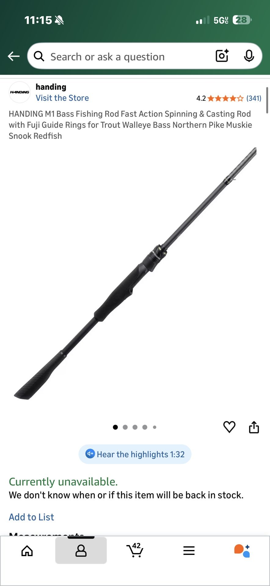 Handling M1 Bass Fishing Rod