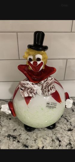 MURANO Clown Glass Figurine by Veteria Pitau Made in Venice,