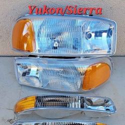 99-06 Gmc Sierra Yukon Headlights Luces Micas Calaveras Faros Faroles Focos Headlamps