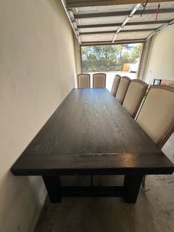 Pottery Barn dining table and 6 Mathis chairs
