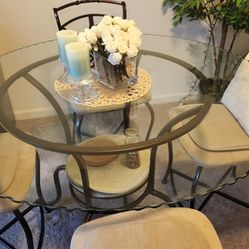 Wrought Iron And Glass Dining/Coffee Table