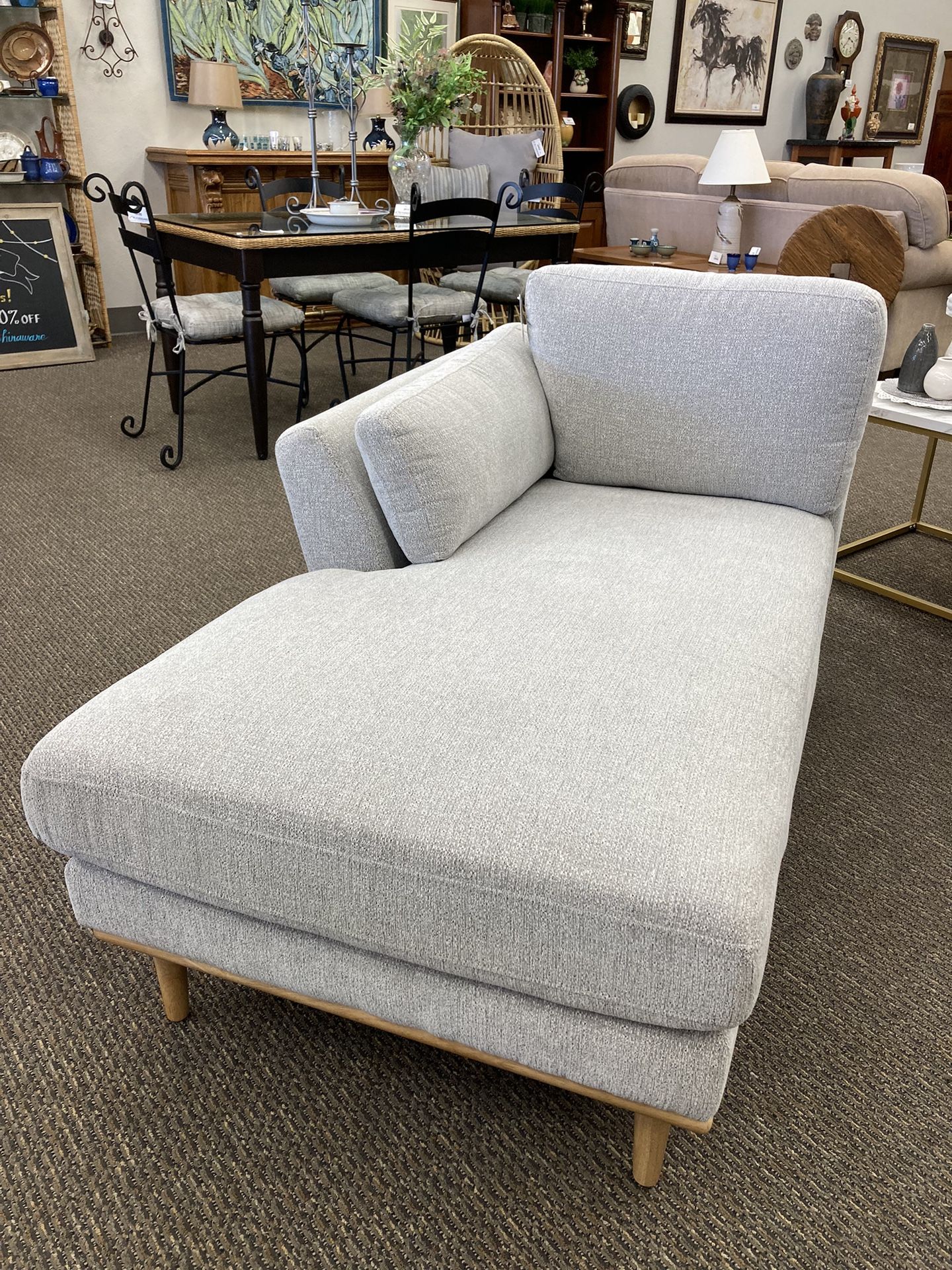 NEW Soft Grey Chaise Lounge Chair