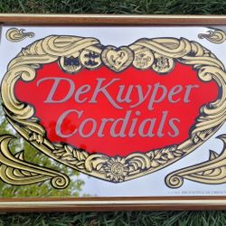 Vintage DeKuyper Cordials 100 Proof Framed Bar Mirror Sign Liqueur Advertisement