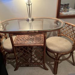 Vintage Rattan and bent bamboo honeymoon table set