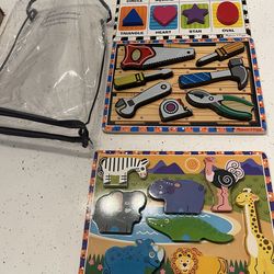 Melissa & Doug puzzle set shapes animals tools