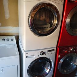 LG Front Load Washer And Stackable Gas Dryer Set 