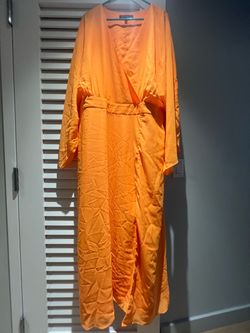 ELOQUII Orange Wrap Maxi Dress with Kimono Sleeves