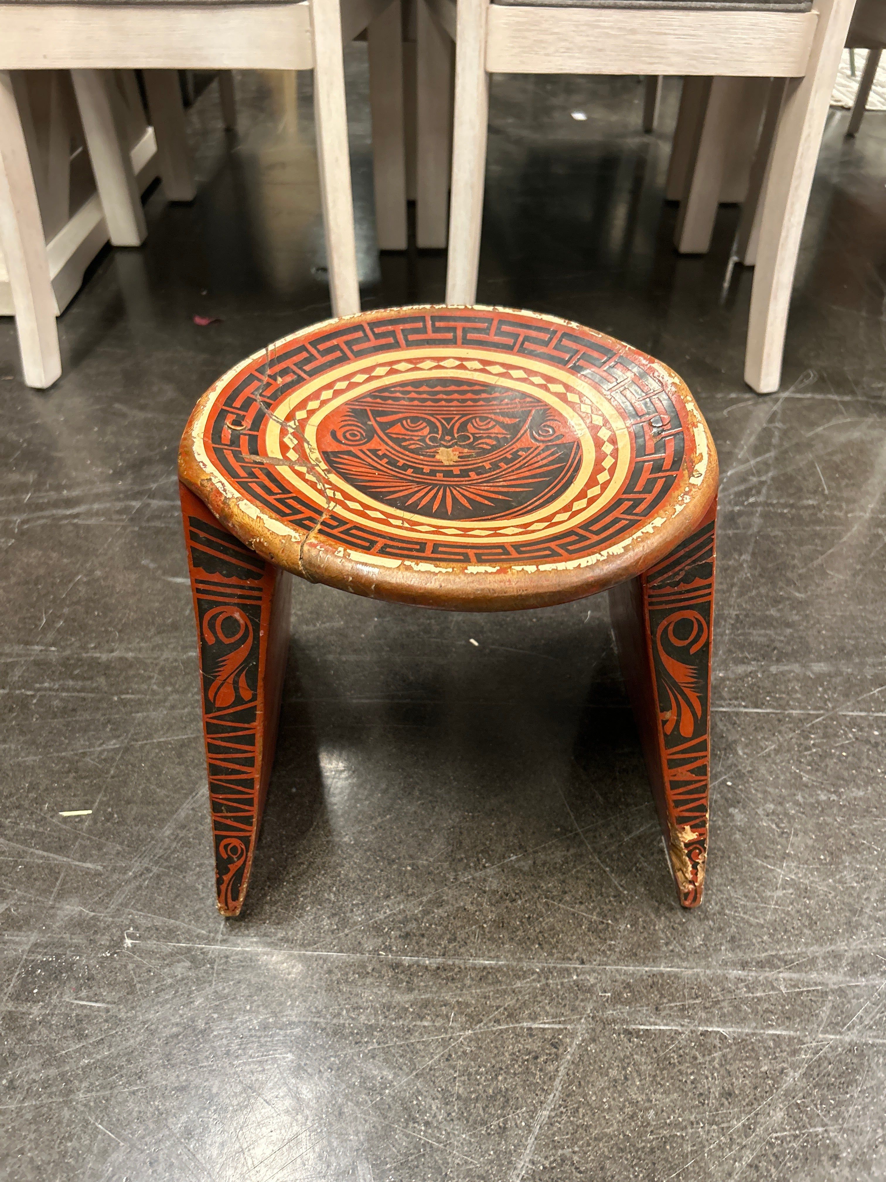 Aztec Inspired Design Stool Plant Stand