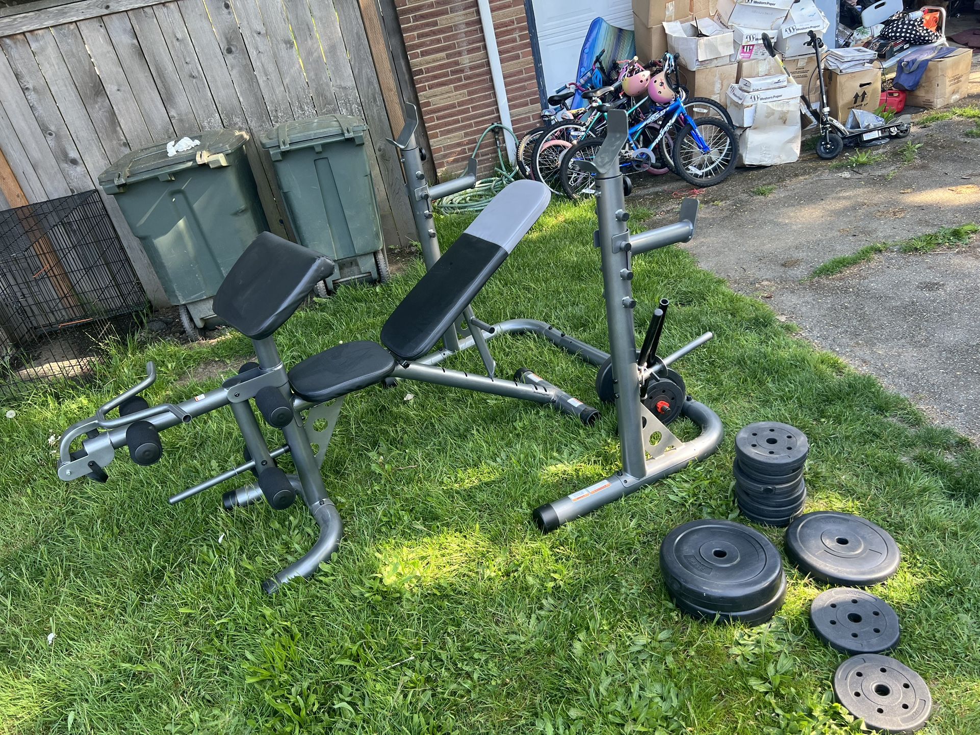 Weight bench and weights