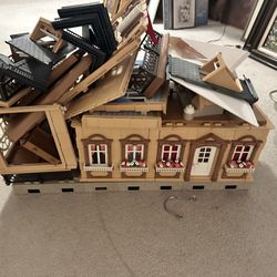An Entire Plastic Doll House/ Lots Of Pieces And Parts