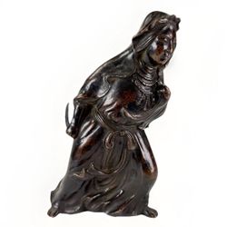 Chinese Qing Dynasty 18-19th Century Late 17-1800s Bronze Hooded Figure W Blade