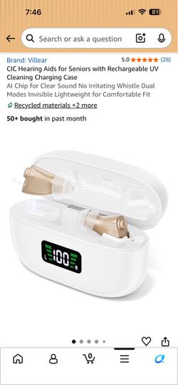 Villear CIC Hearing Aids with Charging Case
