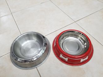 Set STAINLESS steel dog bone water and food bowls