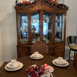 Dining Room Table Hutch Six Chairs 