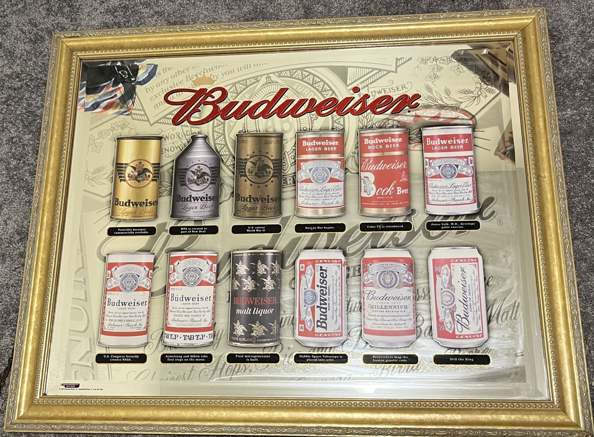 Budweiser Beer Mirror  Vintage