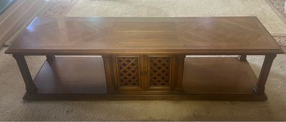 COFFEE TABLE SOLID HARDWOOD 66" wide - USA made quality, heavy duty w/storage