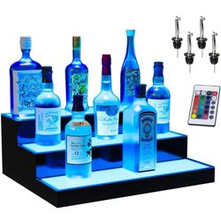 Boss Premium® BarUSA™ LED Lighted Bar Shelf Display Liquor Bottle Alcohol Whiskey Shelves Rack Stand Tray Units for Home Bar Living Room Accessories a