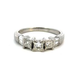 Woman’s Ladies Platinum .75 CTW Diamond Past Present Future 3 Stone Ring Size 6 GP3065668