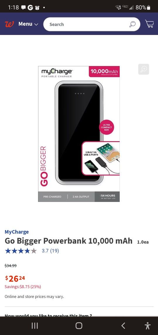 Portable Charger 10,000 BNIB