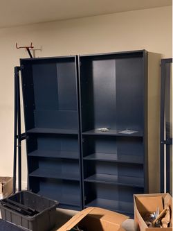 Pair of IKEA “Billy” Book Cases with Glass Doors