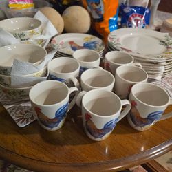 Rooster Dinnerware Set – Mugs, Plates, and Bowls