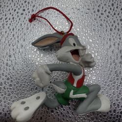 Looney Tunes Bugs Bunny Christmas Ornament Vintage 1997 Track Running Red Used