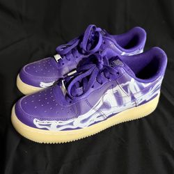 Nike Air Force 1 Purple Skeleton Halloween Men's 6 / Women's 7.5 CU8067-500 OBO