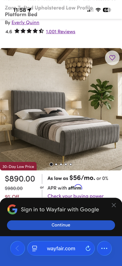 Upholstered Grey Velvet Bed Frame - KING