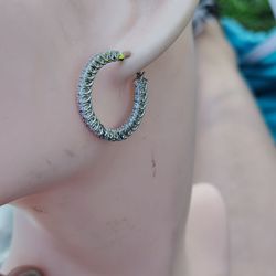 925 Stamped Crystal Hoop Earrings