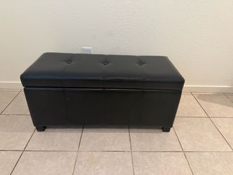 Black leather ottoman with storage